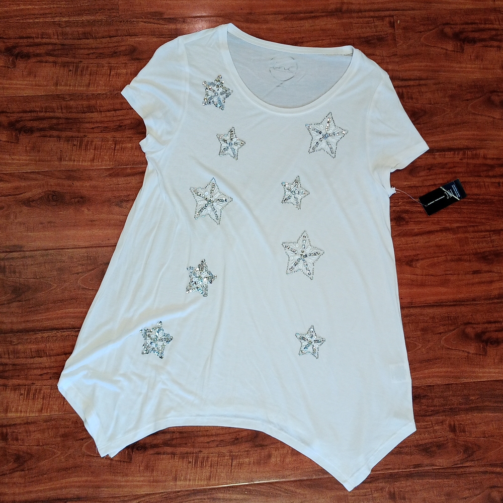 NWT I.N.C. International Concepts Beaded Star Top, M